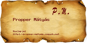 Propper Mátyás névjegykártya